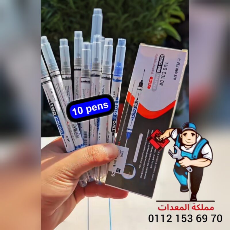 علبة 10 أقلام علام ماركر مزدوج سن طويل